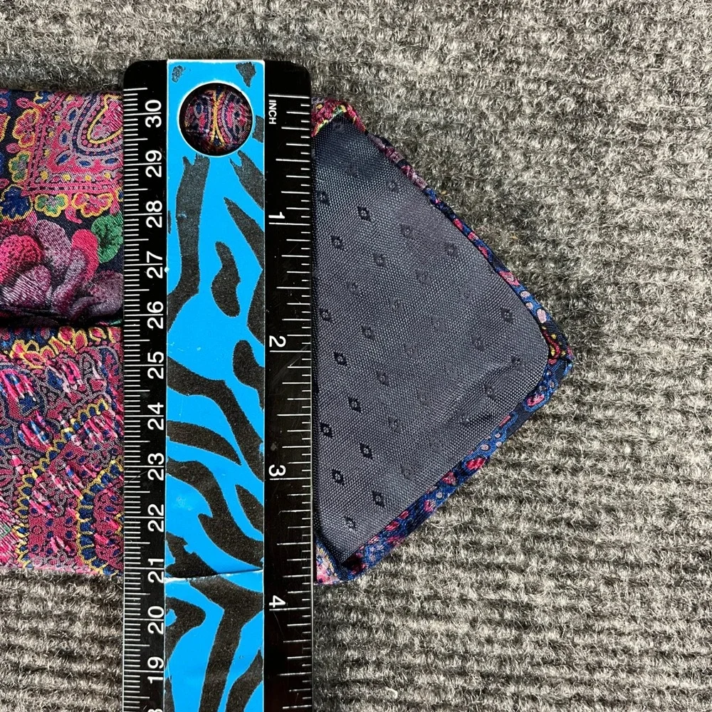 Vintage Silk Necktie Multi-Color Paisley Floral Pattern Pink Blue Purple 56 Inch